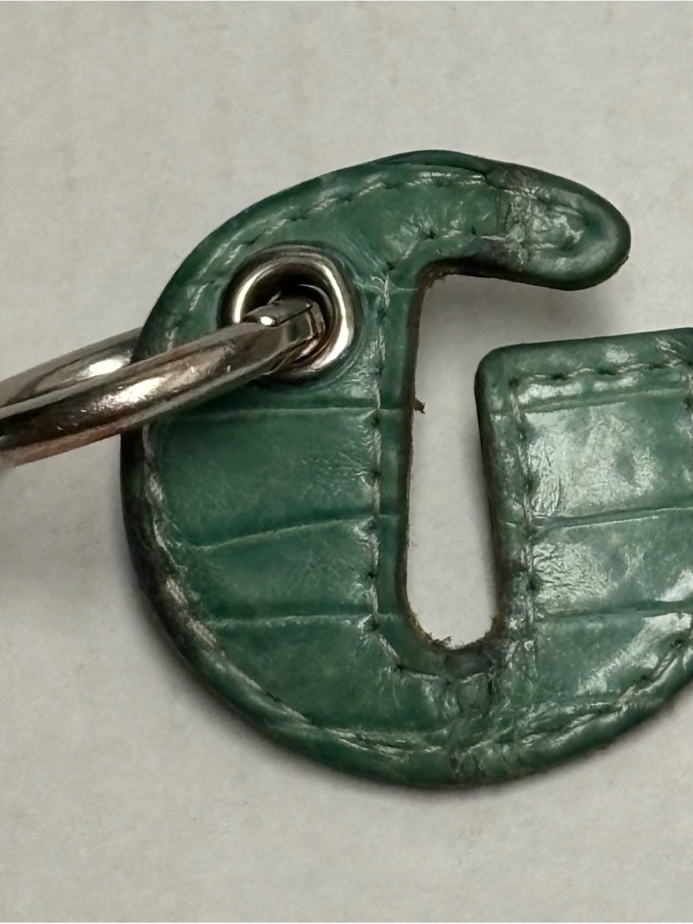 GALLERY DEPT. Green Leather G Patch Keychain With Silver Carabiner